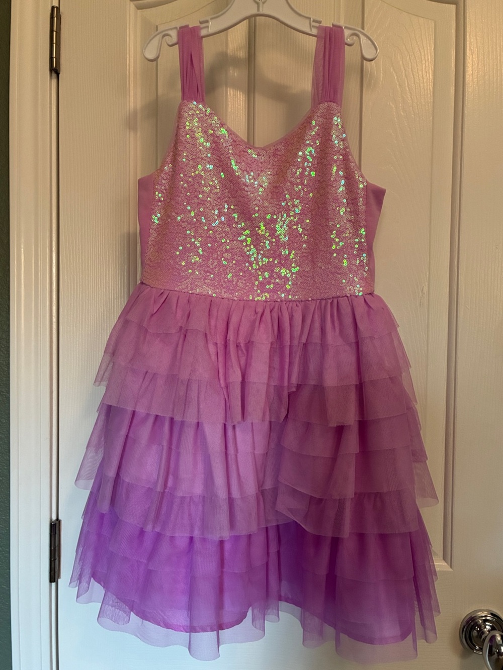 Purple Sequin Tulle Ruffle Girls Dress size 10/12